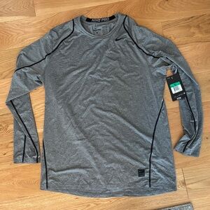 Nike Pro Men's Heather Gray Long Sleeve Tee